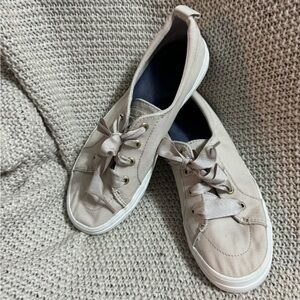 Women's Sperry White Crest Vibe Satin Lace Sneakers,‎ Size 8.5